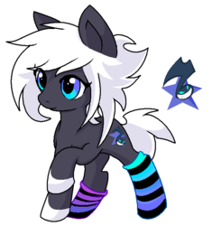 Size: 639x679 | Tagged: safe, artist:nastyathecat, oc, oc only, oc:toxic aria, earth pony, pony, clothes, socks, solo, striped socks