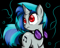 Size: 1280x1024 | Tagged: safe, artist:mister-markers, dj pon-3, vinyl scratch, pony, unicorn, g4, artifact, female, looking up, red eyes, solo