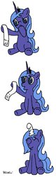 Size: 506x1580 | Tagged: safe, artist:whittlin, princess luna, g4, artifact, comic, cute, female, filly, lunabetes, sock, solo, woona