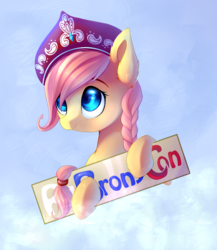 Size: 955x1101 | Tagged: safe, artist:ghst-qn, fluttershy, rubronycon, g4, alternate hairstyle, braid, female, kokoshnik, solo