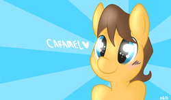 Size: 1700x1000 | Tagged: safe, artist:cleppyclep, caramel, g4, heart, sunburst background, wallpaper