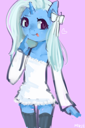 Size: 803x1200 | Tagged: safe, artist:marinakirby, trixie, anthro, g4, female, heart, solo, tongue out