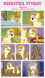 Size: 1800x3090 | Tagged: safe, artist:estories, oc, oc only, oc:alice goldenfeather, oc:comet, pegasus, phoenix, pony, comic:find yourself, g4, bag, bed, blanket, comic, door, pillow, saddle bag