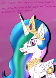 Size: 1280x1792 | Tagged: safe, artist:novaspark, princess celestia, lamia, original species, pony, ask lamia twi and friends, g4, ask, female, solo, tumblr