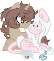 Size: 400x450 | Tagged: safe, artist:sarahhardy01, oc, oc only, fish, original species, pegasus, pony, unicorn, augmented tail, base used, oc x oc