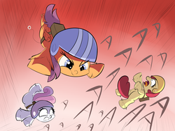 Size: 4000x3000 | Tagged: safe, artist:wadusher0, apple bloom, scootaloo, sweetie belle, g4, cutie mark crusaders, helmet, newbie artist training grounds, parachute, skydiving, unshorn fetlocks