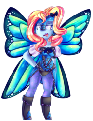 Size: 1010x1308 | Tagged: safe, artist:kookoi, oc, oc only, oc:blue peleide, original species, equestria girls, g4, butterfly wings, equestria girls-ified, simple background, solo, transparent background