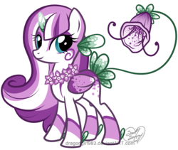 Size: 1024x863 | Tagged: safe, artist:lunarahartistry, oc, oc only, oc:lunar petal, alicorn, original species, pony, alicorn oc, augmented tail, flower, solo