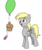 Size: 731x876 | Tagged: safe, artist:varemia, derpy hooves, pegasus, pony, g4, balloon, female, mare, muffin, open mouth, present, smiling, solo