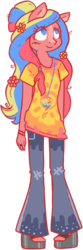 Size: 306x919 | Tagged: safe, artist:kyaokay, oc, oc only, oc:flower child, anthro, hippie, solo
