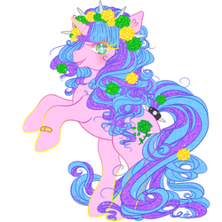 Size: 1270x1270 | Tagged: safe, artist:koteu, oc, oc only, oc:ivy lush, pony, unicorn, floral head wreath, solo