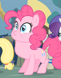 Size: 761x965 | Tagged: safe, screencap, ace point, applejack, cloud kicker, pinkie pie, rarity, earth pony, pony, g4, season 4, simple ways, cropped, female, goiter, great moments in animation, inflation, mare, quality, solo focus, wtf