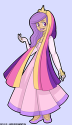 Size: 1150x2000 | Tagged: safe, artist:looji, princess cadance, human, g4, clothes, dress, female, gloves, humanized, lipstick, looking at you, smiling, solo