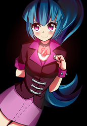 Size: 500x727 | Tagged: safe, artist:caibaoreturn, sonata dusk, human, equestria girls, g4, my little pony equestria girls: rainbow rocks, blushing, female, gem, human coloration, looking at you, pixiv, siren gem, solo