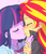 Size: 561x651 | Tagged: safe, artist:baekgup, sunset shimmer, twilight sparkle, equestria girls, g4, blushing, duo, eyes closed, female, kiss on the lips, kissing, lesbian, ship:sunsetsparkle, shipping, twilight sparkle (alicorn)