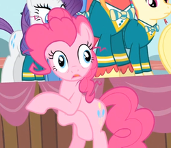 Size: 571x493 | Tagged: safe, screencap, big macintosh, pinkie pie, rarity, torch song, earth pony, pony, unicorn, filli vanilli, g4, faic, female, insanity, male, mare, messy mane, ponytones, reaction image, stallion, thousand yard stare