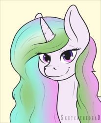 Size: 822x1000 | Tagged: safe, artist:mamachubs, oc, oc only, oc:sparkling aurora, looking at you, messy mane, smiling, solo