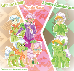 Size: 2865x2745 | Tagged: safe, artist:arteses-canvas, apple rose, auntie applesauce, granny smith, human, g4, high res, human ponidox, humanized