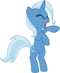 Size: 1153x1400 | Tagged: safe, artist:jeatz-axl, artist:mio94, artist:neutronalchemist, trixie, pony, unicorn, g4, bipedal, eyes closed, female, open mouth, simple background, solo, transparent background, vector