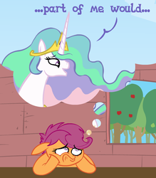 Size: 662x754 | Tagged: safe, artist:brutamod, princess celestia, scootaloo, g4, ass brutalewd, brutalewd, memory