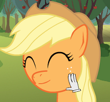 Size: 215x200 | Tagged: safe, applejack, g4, eyes closed, game, petting