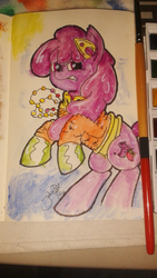 Size: 1440x2560 | Tagged: safe, artist:jorobro, berry punch, berryshine, g4, female, solo, traditional art, watercolor painting