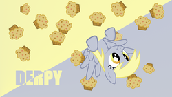 Size: 1920x1080 | Tagged: safe, derpy hooves, pegasus, pony, g4, female, mare, muffin, wallpaper