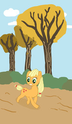 Size: 686x1168 | Tagged: safe, artist:handyj443, applejack, earth pony, pony, g4, female, running of the leaves, solo