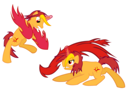 Size: 1024x724 | Tagged: safe, oc, oc only, fight, fire, sunset shimmer parody