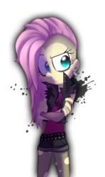 Size: 550x932 | Tagged: safe, artist:fj-c, fluttershy, equestria girls, g4, alternate hairstyle, clothes, female, goth, shorts, solo