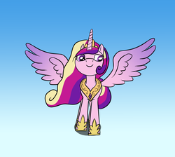 Size: 1000x894 | Tagged: safe, artist:icesticker, princess cadance, g4, female, smiling, solo, spread wings, walking