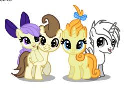 Size: 807x567 | Tagged: safe, artist:asika-aida, cream puff, pound cake, pumpkin cake, oc, oc:crescent, alicorn, earth pony, pegasus, pony, unicorn, g4, creambetes, cute, hijo de la luna, older, older cream puff, older pound cake, older pumpkin cake, poundabetes, pumpkinbetes, simple background, transparent background, vector, younger