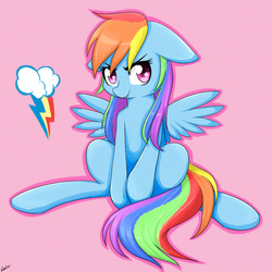 Size: 1000x1000 | Tagged: safe, artist:riouku, part of a set, rainbow dash, pony, g4, female, mare, sitting, solo