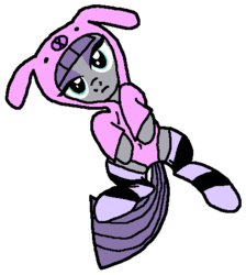 Size: 430x479 | Tagged: safe, artist:flyingbrickanimation, maud pie, g4, belly button, bunny costume, bunny hood, clothes, cute, female, looking at you, maudabetes, on back, simple background, socks, solo, striped socks, thigh highs, transparent background