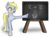 Size: 704x525 | Tagged: safe, artist:freyiejj, derpy hooves, pegasus, pony, g4, chalkboard, female, mare, muffin, solo, wink