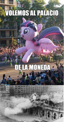 Size: 492x936 | Tagged: safe, twilight sparkle, alicorn, pony, g4, augusto pinochet, balloon, chile, female, irl, let's fly to the castle, mare, operación condor, parade, parade balloon, photo, twilight sparkle (alicorn), we are going to hell