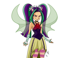 Size: 4011x3096 | Tagged: safe, artist:frankaraya, aria blaze, demon, equestria girls, g4, my little pony equestria girls: rainbow rocks, clothes, evening gloves, female, fin wings, horns, humanized, sleeveless, smiling, solo, winged humanization