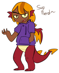 Size: 551x673 | Tagged: safe, artist:mt, oc, oc only, oc:muddle, dragon, satyr, offspring, parent:garble, solo