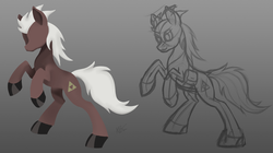 Size: 780x437 | Tagged: safe, artist:affinityshy, oc, oc only, earth pony, pony, epona, gradient background, newbie artist training grounds, rearing, sketch, solo, the legend of zelda