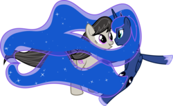 Size: 10417x6400 | Tagged: safe, artist:parclytaxel, octavia melody, princess luna, g4, .svg available, absurd resolution, constriction, floating, heart, lunatavia, shipping, simple background, smiling, transparent background, vector