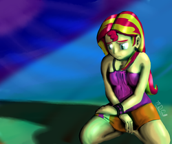 Size: 2400x2019 | Tagged: safe, artist:m_d_quill, sunset shimmer, equestria girls, g4, clothes, female, high res, legs, skirt, solo, sunsad shimmer