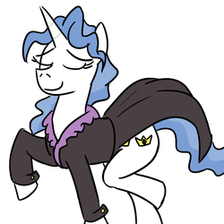 Size: 800x800 | Tagged: safe, artist:jargon scott, fancypants, pony, unicorn, g4, clothes, eyes closed, fancy skirt, rule 63, simple background, solo, white background