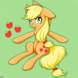 Size: 1000x1000 | Tagged: safe, artist:riouku, part of a set, applejack, earth pony, pony, g4, female, mare, sitting, solo