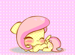 Size: 550x400 | Tagged: safe, artist:coolderp, fluttershy, pegasus, pony, g4, animated, blushing, chibi, cute, daaaaaaaaaaaw, ear flick, eyes closed, female, hnnng, mare, shyabetes, sleeping, solo, weapons-grade cute, z
