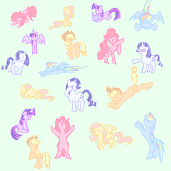 Size: 1200x1200 | Tagged: safe, artist:duraiku-kun, applejack, fluttershy, pinkie pie, rainbow dash, rarity, twilight sparkle, alicorn, pony, unicorn, g4, female, mane six, mare, twilight sparkle (alicorn), unicorn twilight