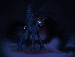 Size: 1024x784 | Tagged: safe, artist:systemf4ilure, nightmare moon, princess luna, g4, solo, transformation