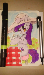 Size: 1440x2450 | Tagged: safe, artist:jorobro, berry punch, berryshine, earth pony, pony, g4, female, solo, tea, traditional art