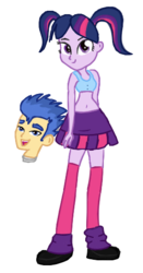 Size: 280x535 | Tagged: safe, artist:karmadash, flash sentry, twilight sparkle, equestria girls, g4, disembodied head, lollipop chainsaw