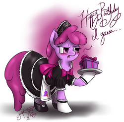 Size: 3759x3698 | Tagged: safe, artist:jorobro, berry punch, berryshine, earth pony, pony, g4, clothes, female, high res, maid, solo