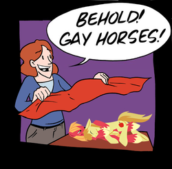 Size: 468x461 | Tagged: safe, artist:hoverrover, artist:zach weiner, edit, big macintosh, braeburn, earth pony, human, pony, g4, applecest, behold! gay horses!, floppy ears, gay, incest, male, meme, saturday morning breakfast cereal, ship:braemac, shipping, smbc, stallion